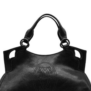 Cartier Black Leather Structured Tote with Perforated Logo